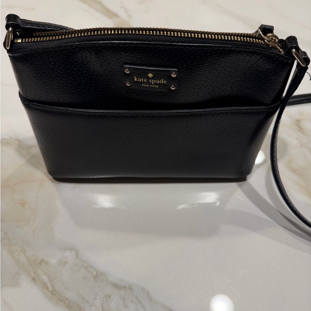 kate spade Black Pebbled Leather Crossbody with Gold Hardware